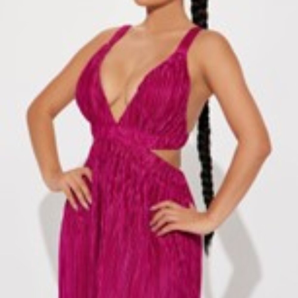 Vacay Dreams Plisse Maxi Dress – Raspberry Size: XL